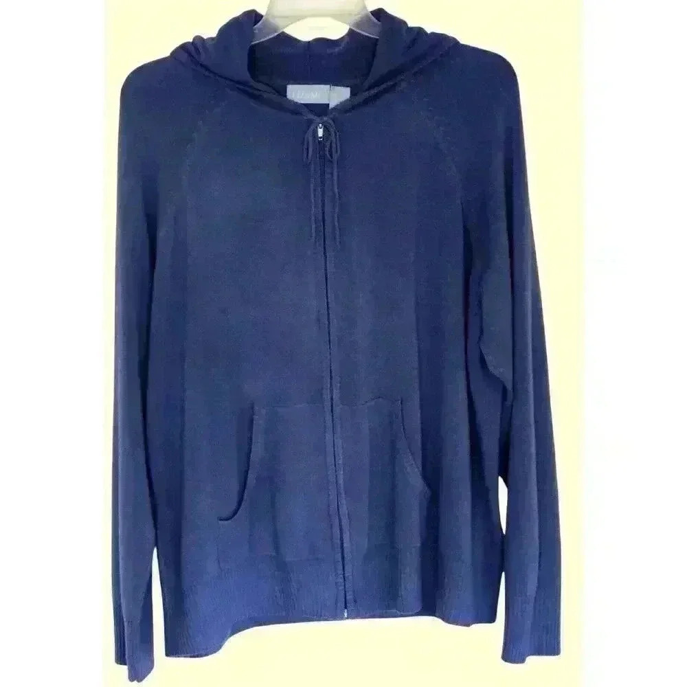 Liz & Me 3X full zip hooded sweater raglan sleeve pockets blue - Picture 7 of 7